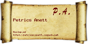 Petrics Anett névjegykártya